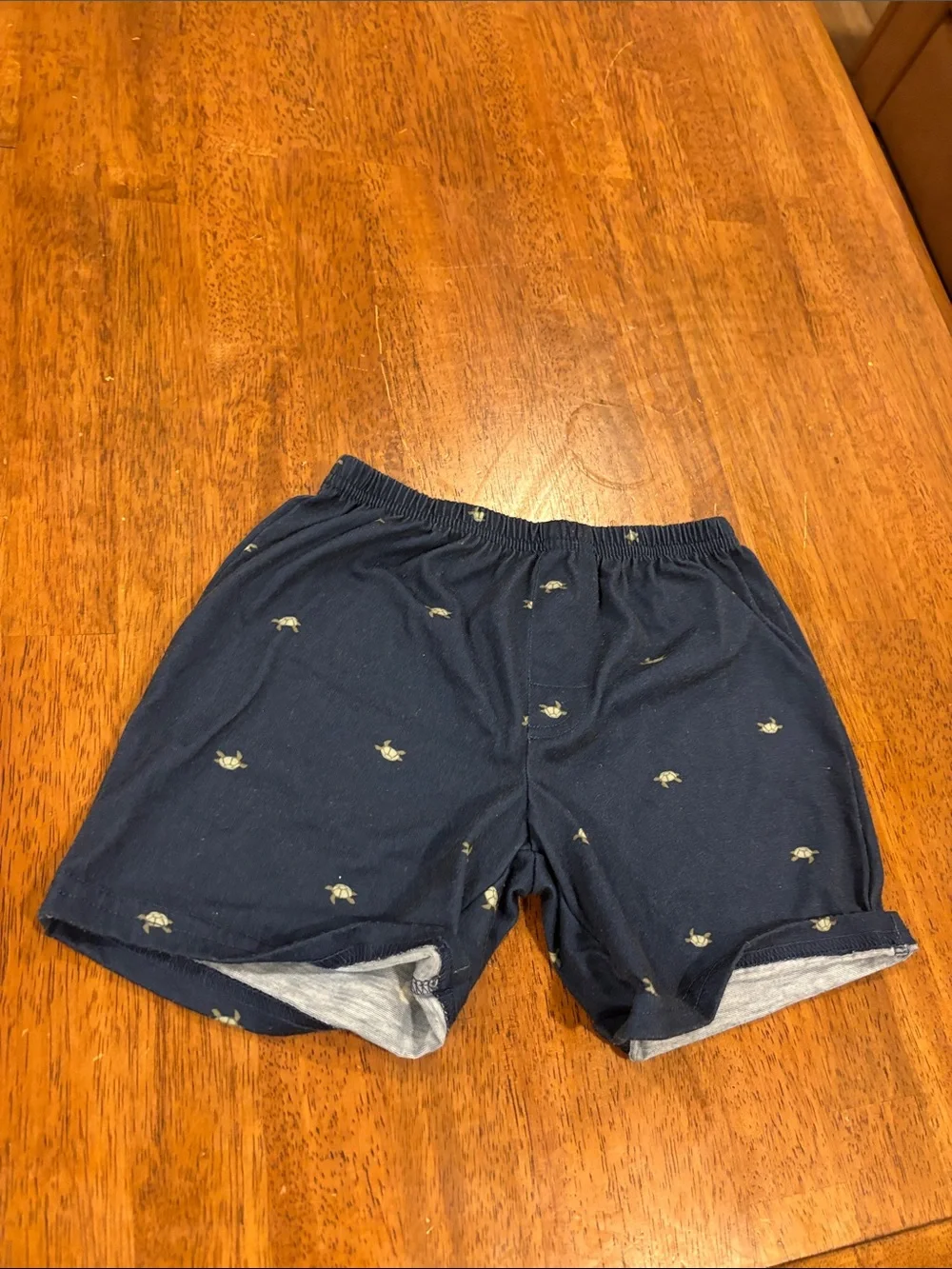 Boy’s  Navy Embroidered Turtle Cotton Shorts